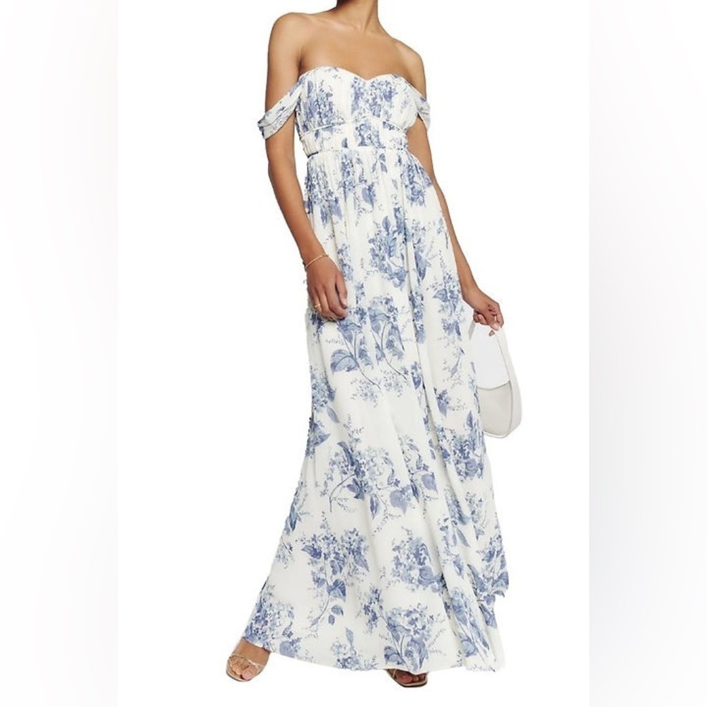 BHLDN REFORMATION Jayde Pale Blue Floral Maxi Dress Size 2 NWT - Picture 4 of 13